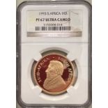South Africa 1993 Gold Krugerrand Proof NGC PF 67 ULTRA CAMEO