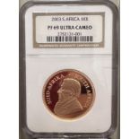 South Africa 2003 Gold Krugerrand Proof NGC PF 69 ULTRA CAMEO