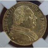 France Louis XVIII 1815 A Gold 20 Francs NGC MS 61