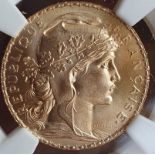 France Third Republic 1907 Gold 20 Francs NGC MS 67