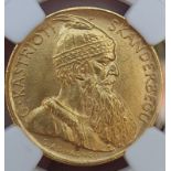 Albania Ahmet Zogu 1927 V Gold 20 Franga NGC MS 65