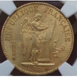 France Third Republic 1875 A Gold 20 Francs NGC MS 64