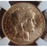 France Third Republic 1912 Gold 20 Francs NGC MS 67