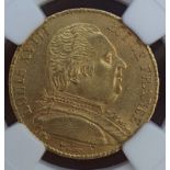 France Louis XVIII 1814 A Gold 20 Francs NGC MS 62