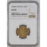 France Third Republic 1898 A Gold 20 Francs NGC AU 58