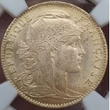 France Third Republic 1914 Gold 10 Francs NGC MS 63