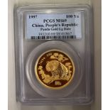 China People's Republic 1997 Gold 100 Yuan (1 oz.) Large Date PCGS MS69