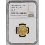 1854 Gold Sovereign WW incuse NGC AU 58