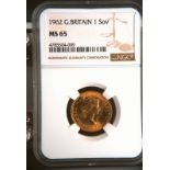 1962 Gold Sovereign NGC MS 65