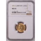 1911 Gold Half-Sovereign NGC MS 64