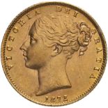 1872 Gold Sovereign Shield - die number Extremely fine, cleaned