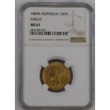 1884 S Gold Sovereign Shield NGC MS 61