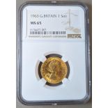 1963 Gold Sovereign NGC MS 65