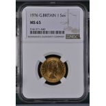 1976 Gold Sovereign NGC MS 65