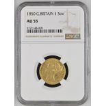 1850 Gold Sovereign NGC AU 55