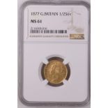 1877 Gold Half-Sovereign Die number NGC MS 61