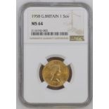 1958 Gold Sovereign NGC MS 64