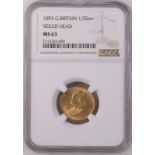 1893 Gold Half-Sovereign Veiled head NGC MS 63