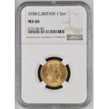 1958 Gold Sovereign NGC MS 66