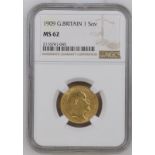 1909 Gold Sovereign NGC MS 62