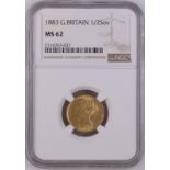 1883 Gold Half-Sovereign NGC MS 62