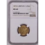 1874 Gold Half-Sovereign NGC MS 60