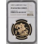 1997 Gold 5 Pounds (5 Sovereigns) Proof NGC PF 69 ULTRA CAMEO