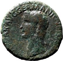 Roman Empire Caligula AD 37-38 Bronze As About Very Fine; green patina