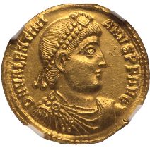 Roman Empire Valentinian I AD 364-367 Gold Solidus NGC MS Strike: 5/5 Surface 3/5; edge marks