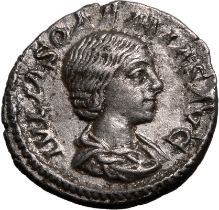 Roman Empire Julia Soaemias (mother of Elagabalus) AD 218-222 Silver Denarius Good Very Fine