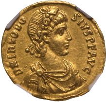 Roman Empire Theodosius I AD 378-383 Gold Solidus NGC Ch XF Strike: 5/5 Surface: 3/5