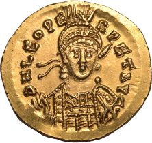 Roman Empire Leo I AD 462-466 Gold Solidus Extremely Fine; beautifully centred and exhibiting lustro