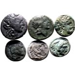 Ancient Greece Various Rulers/Cities 4rd-2nd centuries BC Bronze 6 x AE Denominations About Very Fin