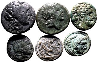Ancient Greece Various Rulers/Cities 4rd-2nd centuries BC Bronze 6 x AE Denominations About Very Fin