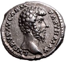 Roman Empire Lucius Verus AD 165 Silver Denarius About Extremely Fine; underlying lustre