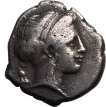 Ancient Greece: Campania, Neapolis circa 380-280 BC Silver Didrachm Very Fine; banker's mark on rev.