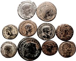 Roman Empire Various Emperors 3rd-4th centuries AD Bronze 10 x AE Denominations Near Very Fine-Very 