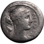 Roman Republic & Imperatorial P. Plautius Hypsaeus 57 BC Silver Denarius About Very Fine
