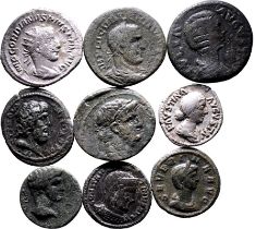 Roman Empire Various Emperors 1st-3rd centuries AD Silver/Bronze 9 x AR/AE Denominations Near Very F