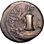 Roman Republic & Imperatorial Sextus Pompey 42-40 BC Silver Denarius About Very Fine; attractively t