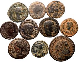 Roman Empire Various Emperors 3rd-4th centuries AD Bronze 10 x AE Denominations Near Very Fine-Very 