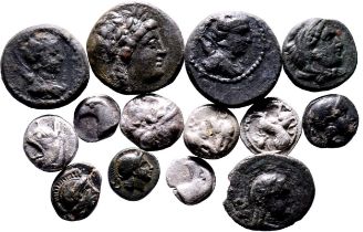 Ancient Greece Various Rulers 5th-1st centuries BC Silver/Bronze 14 x AR/AE Various Denominations Fi
