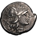 Roman Republic & Imperatorial A. Spurius (or A. Spurilius) 139 BC Silver Denarius About Very Fine; n