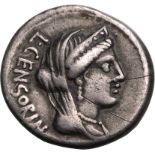 Roman Republic & Imperatorial P. Crepusius 82 BC Silver Denarius Very Fine; subtle tone, helping to
