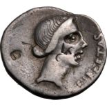 Roman Republic & Imperatorial Q. Servilius Caepio (M. Junius) Brutus 42 BC Silver Denarius Very Fine