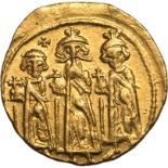 Byzantine Empire Heraclius IY 11 = AD 637/8 Gold Solidus About Extremely Fine