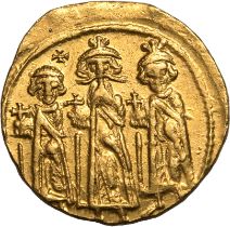 Byzantine Empire Heraclius IY 11 = AD 637/8 Gold Solidus About Extremely Fine