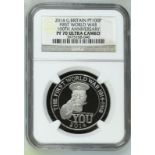 2014 Platinum 100 Pounds (1 oz.) WW1 - Outbreak Proof NGC PF 70 ULTRA CAMEO