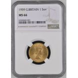 1959 Gold Sovereign NGC MS 66