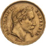 France Napoleon III 1866 A Gold 20 Francs Very fine